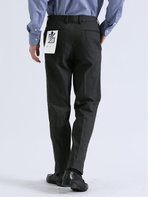 クロスストレッチ スリムフィット ノータックスラックス デニム黒