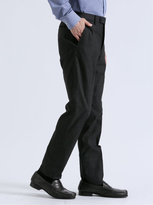 クロスストレッチ スリムフィット ノータックスラックス デニム黒