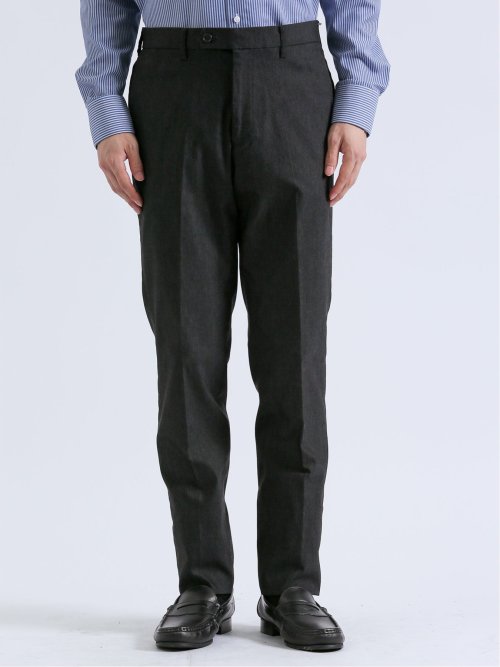 クロスストレッチ スリムフィット ノータックスラックス デニム黒