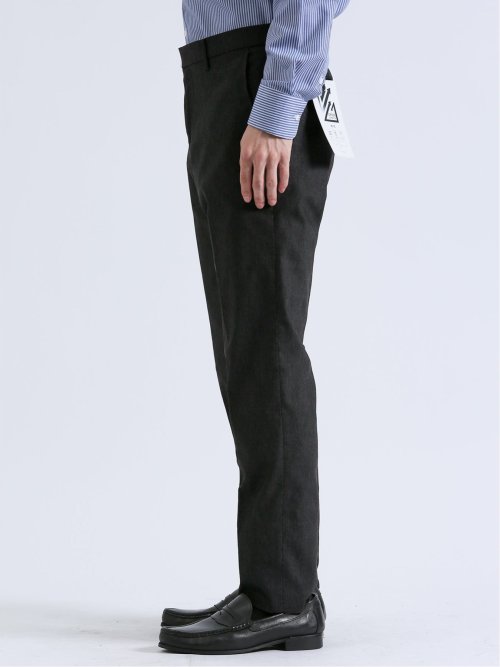 クロスストレッチ スリムフィット ノータックスラックス デニム黒