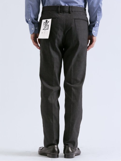 クロスストレッチ スリムフィット ノータックスラックス デニム黒