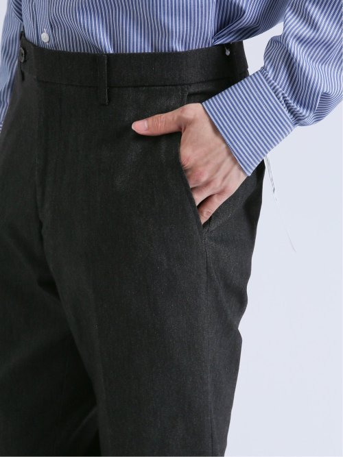 クロスストレッチ スリムフィット ノータックスラックス デニム黒