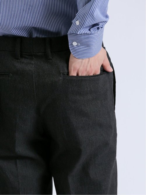 クロスストレッチ スリムフィット ノータックスラックス デニム黒