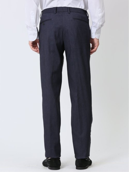 Woolen Tec On スリムフィット ノータックスラックス 千鳥紺(S