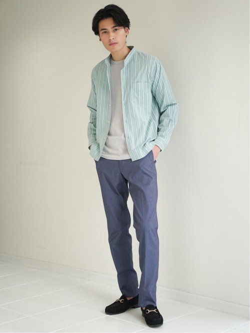 クロスストレッチ スリムフィット ノータックスラックス カルゼ青