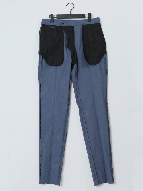 クロスストレッチ スリムフィット ノータックスラックス カルゼ青