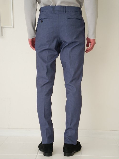 クロスストレッチ スリムフィット ノータックスラックス カルゼ青(S 70