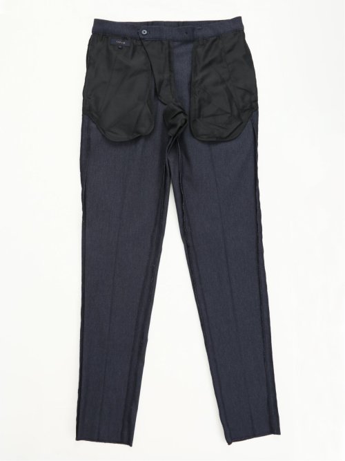 クロスストレッチ スリムフィット ノータックスラックス デニム紺