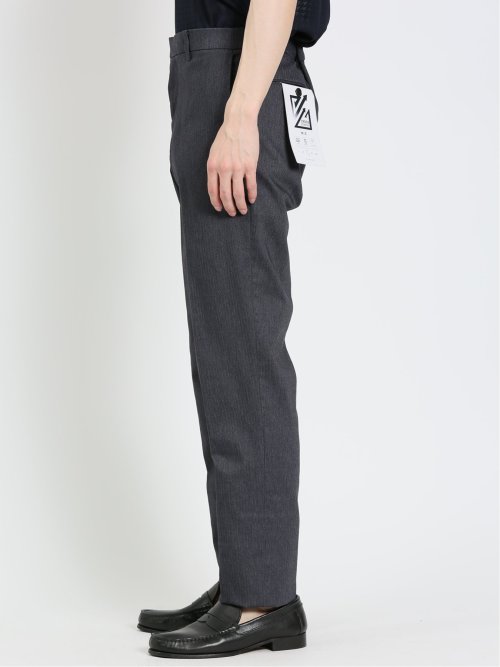 クロスストレッチ スリムフィット ノータックスラックス ヘリンボン紺