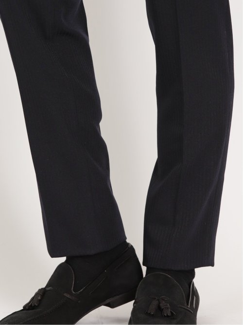 トラベスト/TRABEST スリムフィット ノータックスラックス ストライプダルブルー