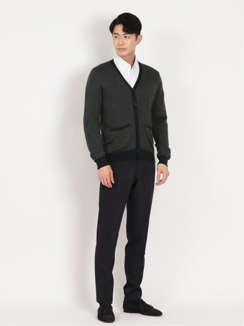 トラベスト/TRABEST スリムフィット ノータックスラックス ストライプダルブルー