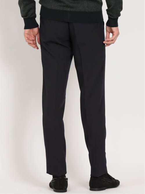 トラベスト/TRABEST スリムフィット ノータックスラックス ストライプダルブルー