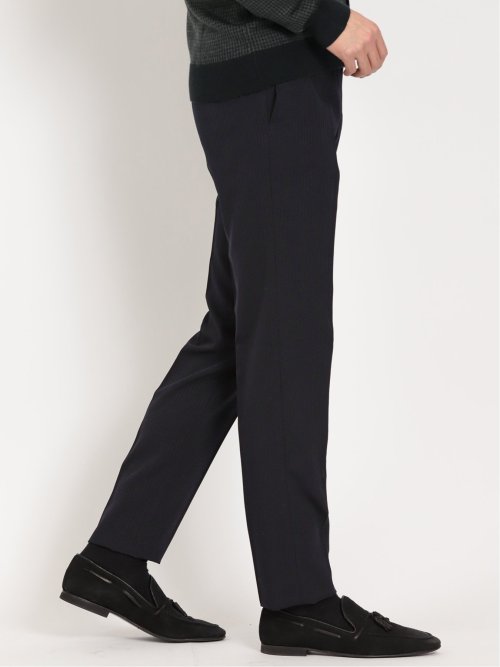 トラベスト/TRABEST スリムフィット ノータックスラックス ストライプダルブルー