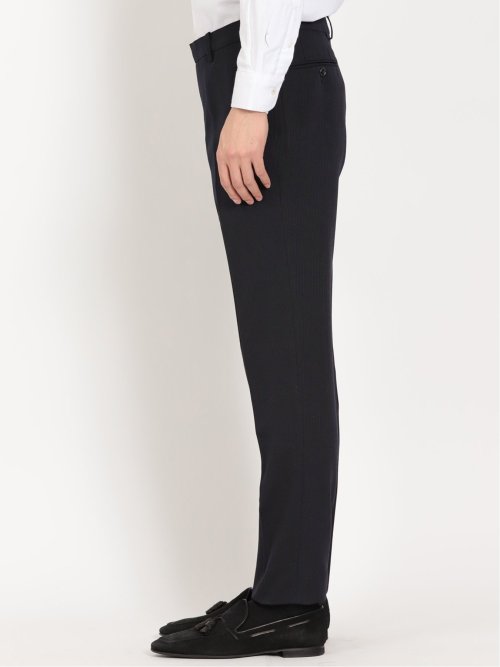 トラベスト/TRABEST スリムフィット ノータックスラックス ストライプダルブルー