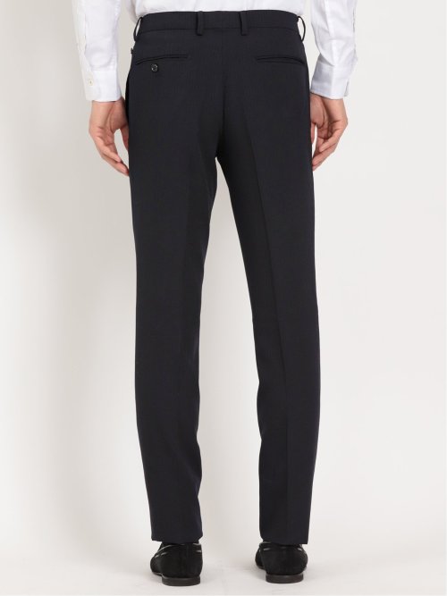 トラベスト/TRABEST スリムフィット ノータックスラックス ストライプダルブルー