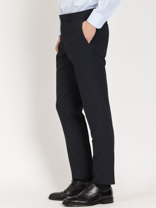 トラベスト/TRABEST スリムフィット ノータックスラックス ピンヘッド紺