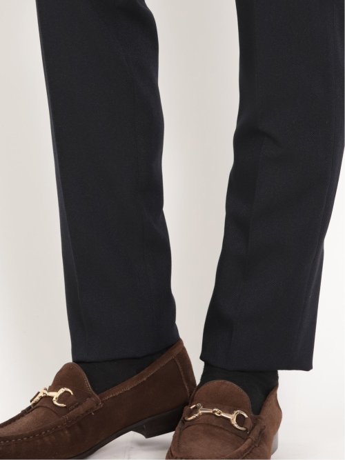 トラベスト/TRABEST スリムフィット ノータックスラックス ヘリンボンターコイズ