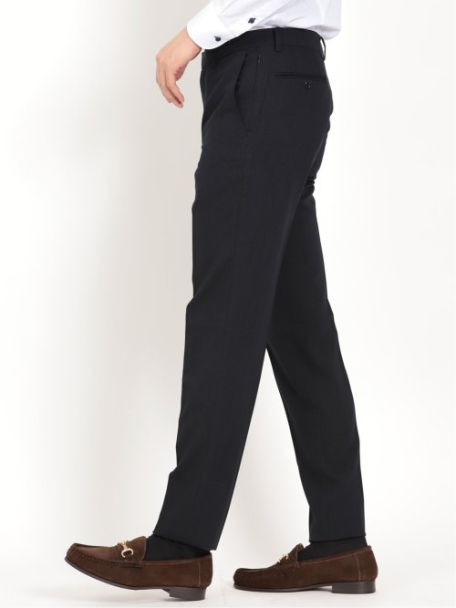 トラベスト/TRABEST スリムフィット ノータックスラックス ヘリンボンターコイズ