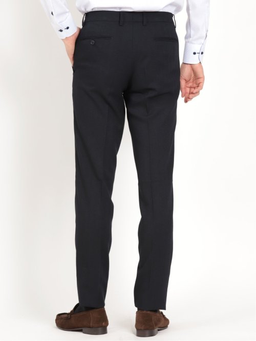 トラベスト/TRABEST スリムフィット ノータックスラックス ヘリンボンターコイズ