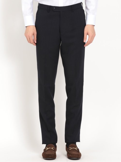 トラベスト/TRABEST スリムフィット ノータックスラックス ヘリンボンターコイズ