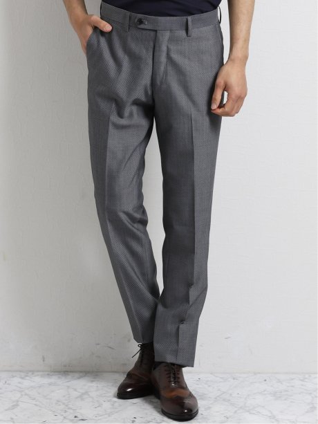 クールマックス Coolmax ウール混レギュラーフィット ノータックスラックス グレー小紋 91cm 06グレー パンツ Taka Q Online Shop タカキューオンラインショップ 公式通販