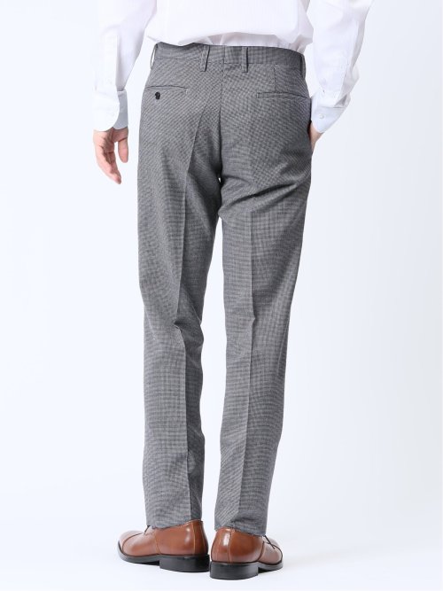 ウール混 レギュラーフィット ノータックスラックス 千鳥