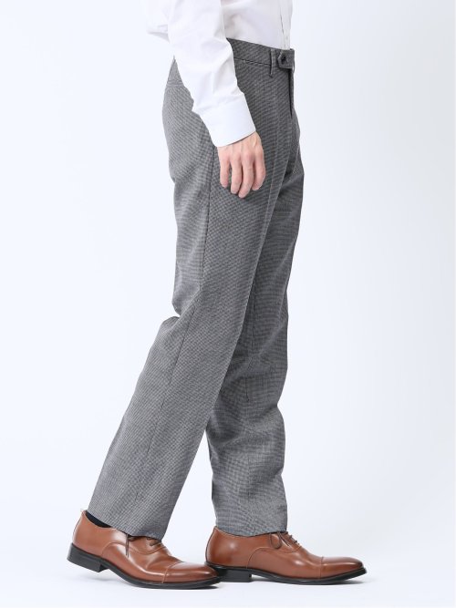 ウール混 レギュラーフィット ノータックスラックス 千鳥