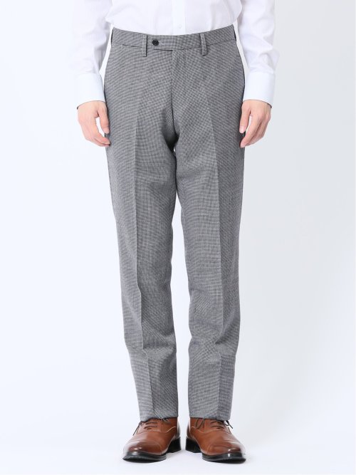 ウール混 レギュラーフィット ノータックスラックス 千鳥