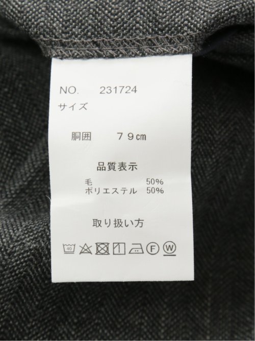 ウール混 レギュラーフィット ノータックスラックス ヘリンボングレー