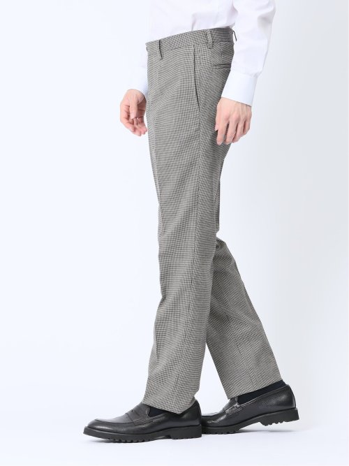 ウール混 レギュラーフィット ノータックスラックス 千鳥