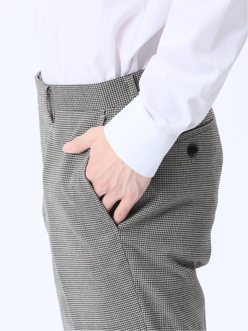 ウール混 レギュラーフィット ノータックスラックス 千鳥