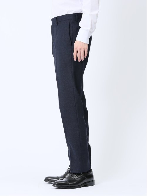 ウール混 レギュラーフィット ノータックスラックス オックス紺