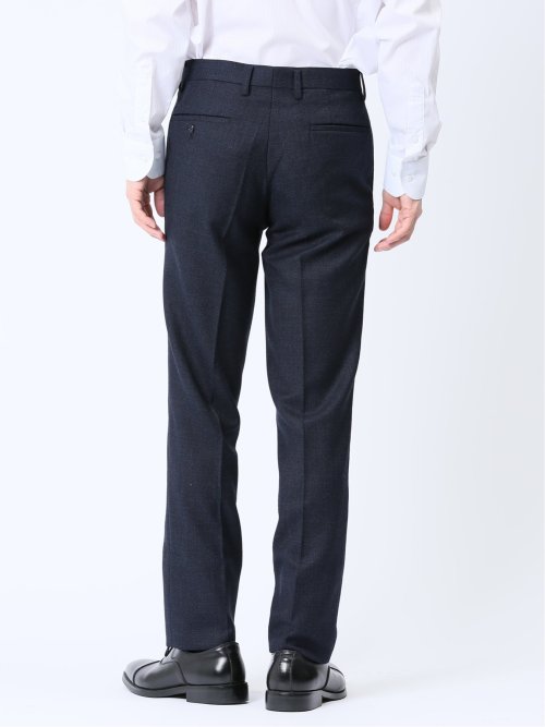 ウール混 レギュラーフィット ノータックスラックス オックス紺