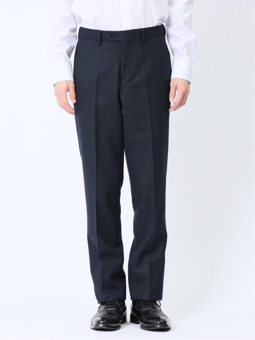 ウール混 レギュラーフィット ノータックスラックス オックス紺