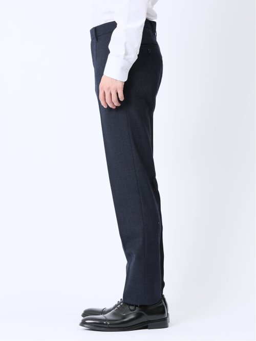 ウール混 レギュラーフィット ノータックスラックス オックス紺