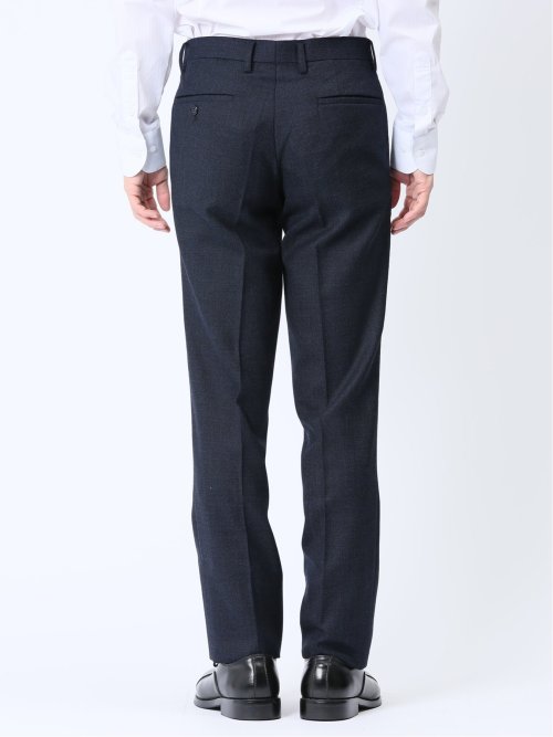 ウール混 レギュラーフィット ノータックスラックス オックス紺