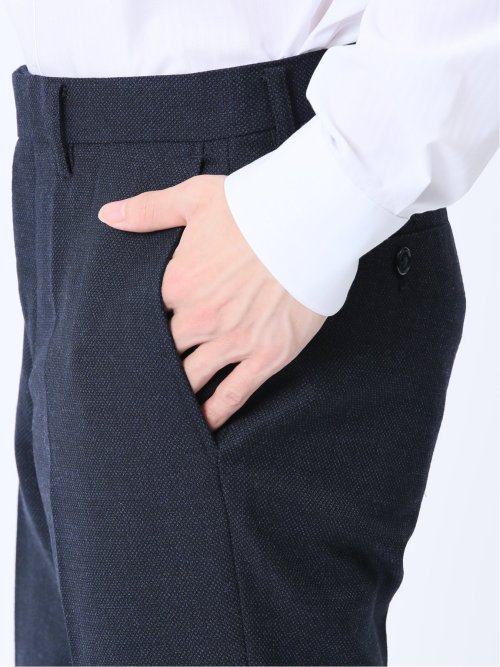 ウール混 レギュラーフィット ノータックスラックス オックス紺