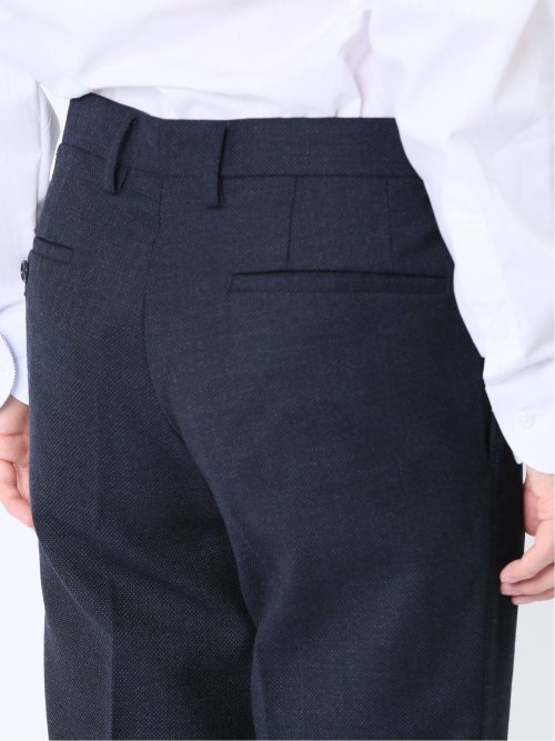 ウール混 レギュラーフィット ノータックスラックス オックス紺
