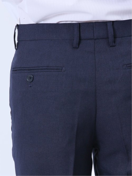 ウールライク スリムフィット ノータックスラックス ドビー紺