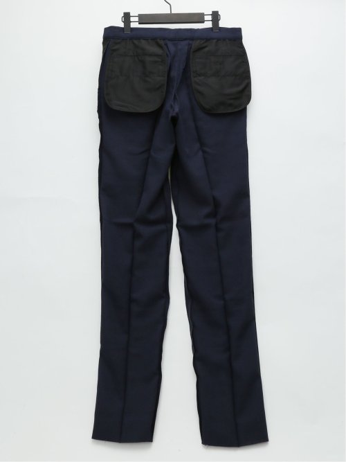 ウールライク スリムフィット ノータックスラックス ドビー紺