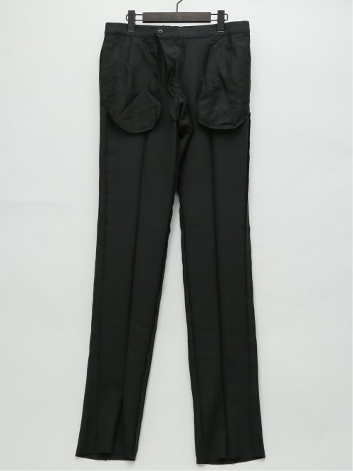 ウールライク スリムフィット ノータックスラックス ドビー黒