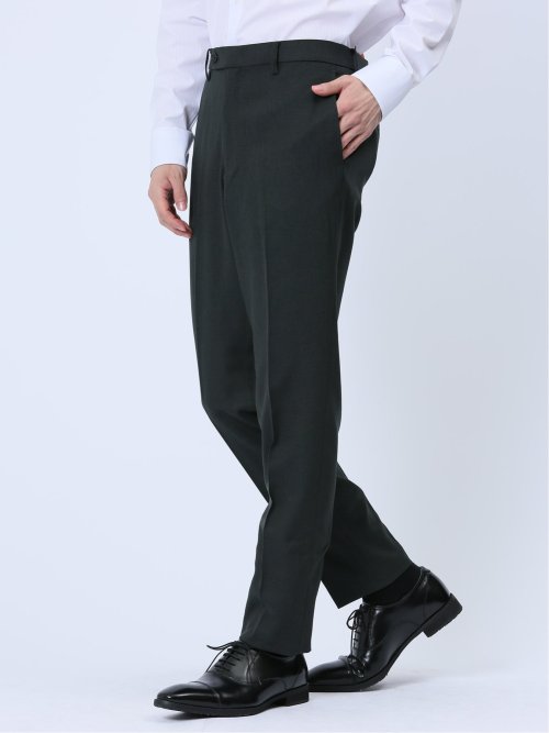 ウールライク スリムフィット ノータックスラックス ドビー黒