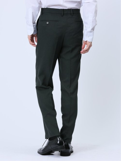 ウールライク スリムフィット ノータックスラックス ドビー黒