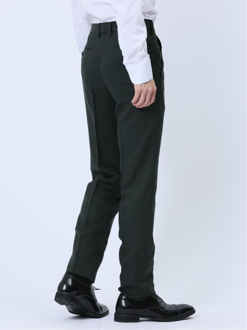 ウールライク スリムフィット ノータックスラックス ドビー黒