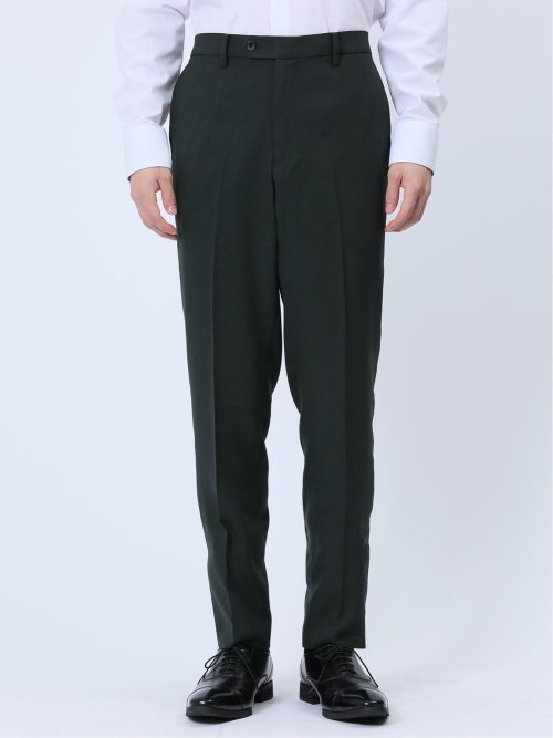 ウールライク スリムフィット ノータックスラックス ドビー黒