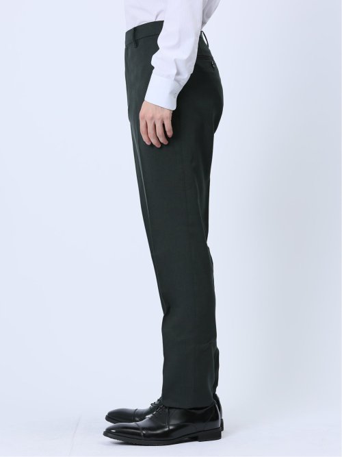 ウールライク スリムフィット ノータックスラックス ドビー黒