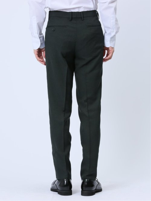 ウールライク スリムフィット ノータックスラックス ドビー黒