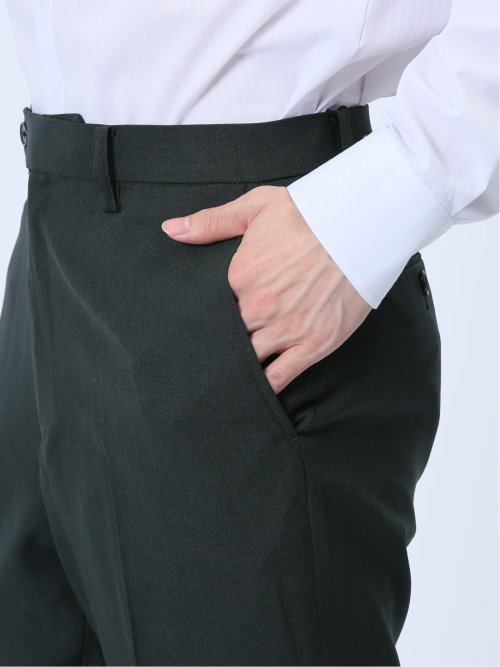 ウールライク スリムフィット ノータックスラックス ドビー黒