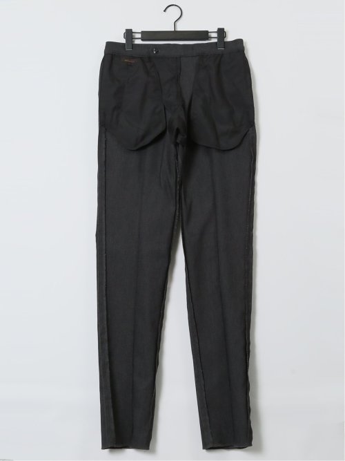 ストレッチ スリムフィット ノータックスラックス デニム風黒