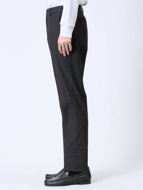 ストレッチ スリムフィット ノータックスラックス デニム風黒